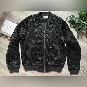 Seek the Label Satin and Mesh Net Zippered Bomber Jacket. Size S